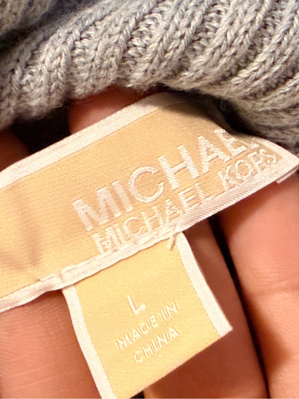 Michael Kors Light Gray Ribbed Turtleneck Sweater Size L - Picture 3 of 11